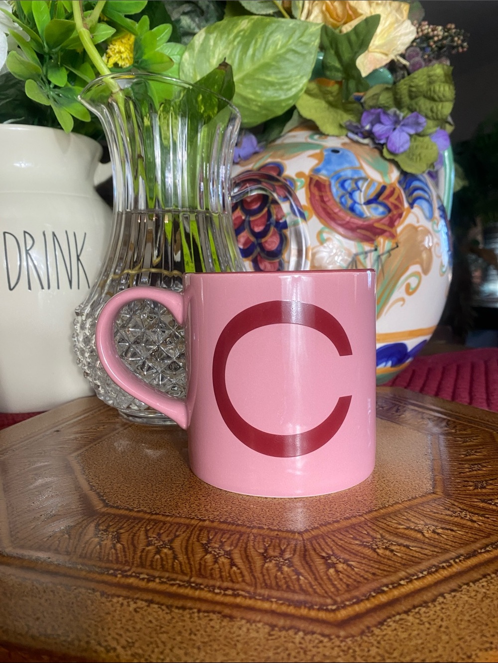 Opalhouse Pink Stoneware Initial C Ripple Interior Mug